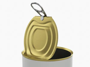 Canned Food Round Tin Metal Aluminum Can 019 Open 3D Model