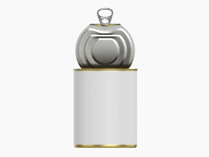 Canned Food Round Tin Metal Aluminum Can 019 Open 3D Model