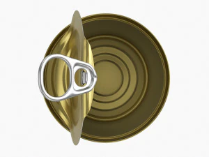 Canned Food Round Tin Metal Aluminum Can 019 Open 3D Model