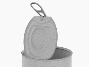 Canned Food Round Tin Metal Aluminum Can 019 Open 3D Model
