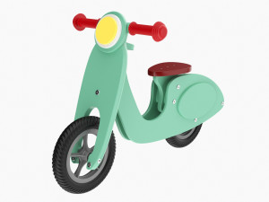 Green Scooter Balance Bike 3D Model