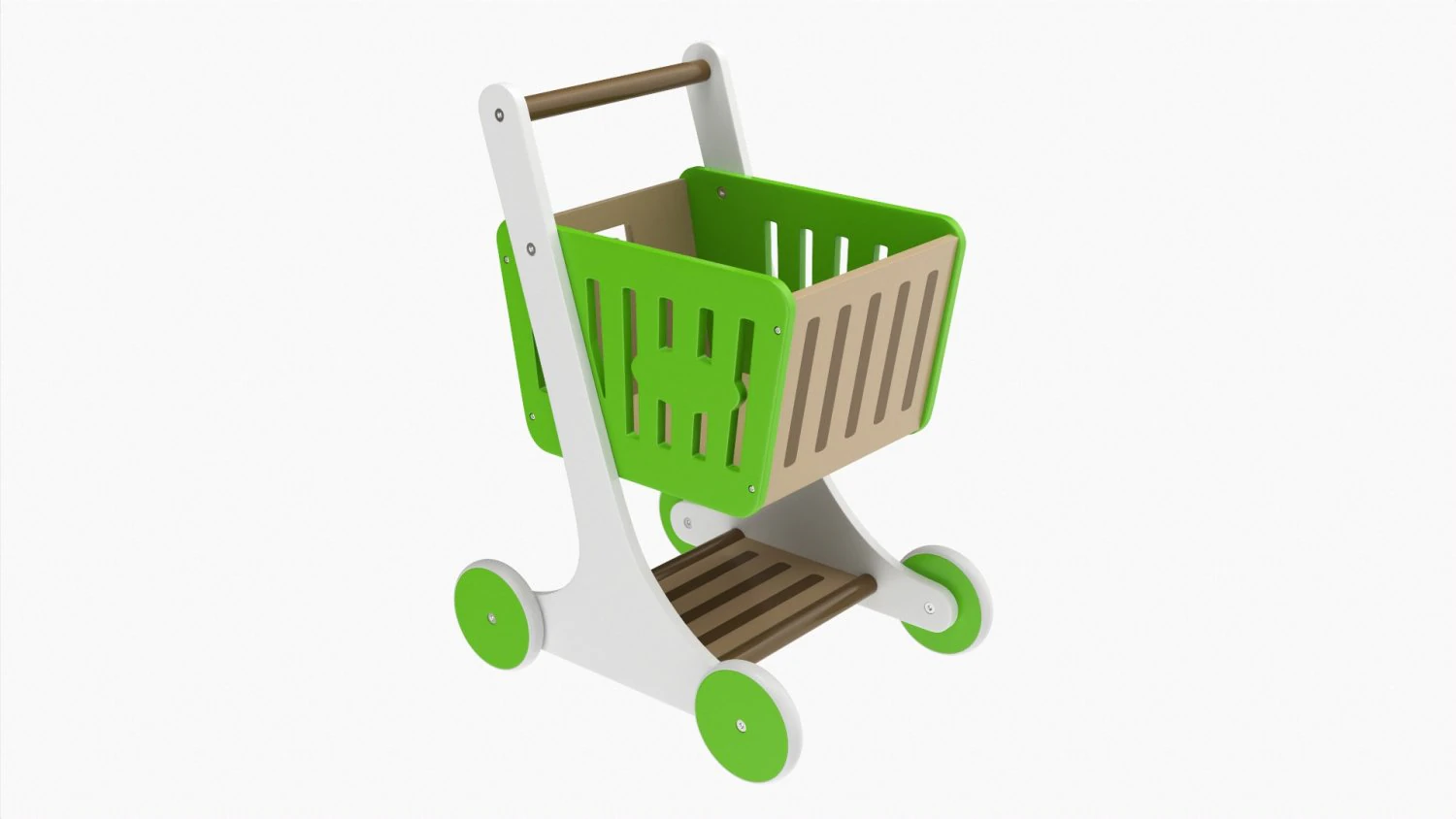 Market Wooden Shopping Trolley 3D Model .c4d .max .obj .3ds .fbx .stl .blend 
