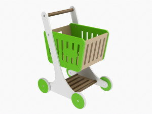 Market Wooden Shopping Trolley 3D Model