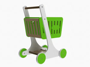 Market Wooden Shopping Trolley 3D Model