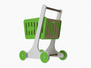 Market Wooden Shopping Trolley 3D Model