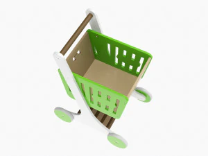 Market Wooden Shopping Trolley 3D Model
