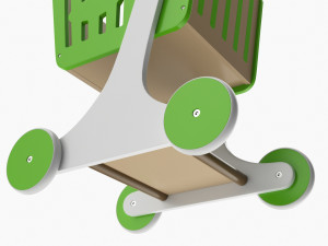Market Wooden Shopping Trolley Modèle 3D