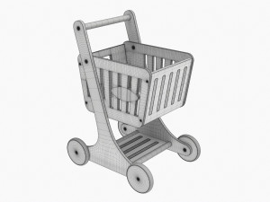 Market Wooden Shopping Trolley Modèle 3D