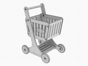 Market Wooden Shopping Trolley 3D Model