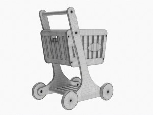 Market Wooden Shopping Trolley Modèle 3D