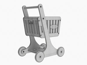 Market Wooden Shopping Trolley 3D Model