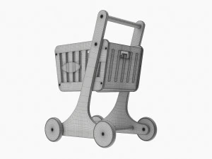 Market Wooden Shopping Trolley 3D Model