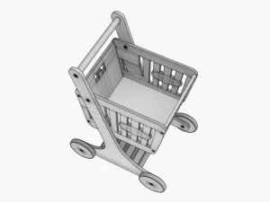 Market Wooden Shopping Trolley 3D Model