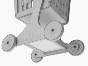 Market Wooden Shopping Trolley 3D Model