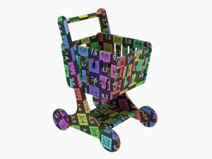 Market Wooden Shopping Trolley 3D Model