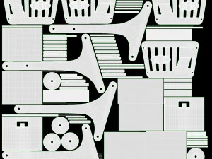 Market Wooden Shopping Trolley 3D Model