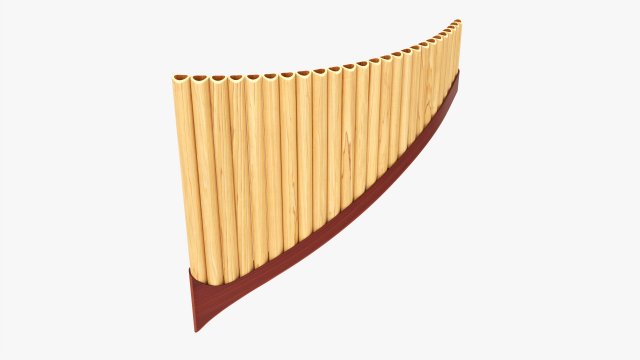 Pan Flute 25-Pipe 3D Model .c4d .max .obj .3ds .fbx .lwo .lw .lws