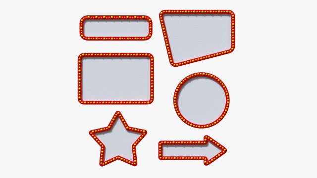 Retro Light Frame Set 3D Model .c4d .max .obj .3ds .fbx .stl .blend 