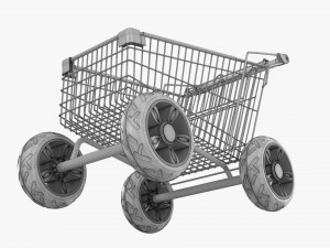 Shopping Cart With Big Wheels 01 Modèle 3D