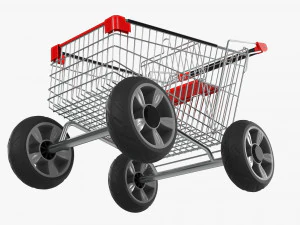 Shopping Cart With Big Wheels 02 3D Model