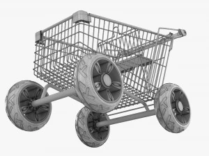 Shopping Cart With Big Wheels 02 3D Model