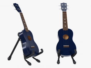 Ukulele Soprano Guitar Blue With Stand 3D Model