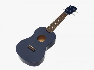 Ukulele Soprano Guitar Blue With Stand 3D Model