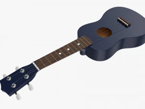 Ukulele Soprano Guitar Blue With Stand 3D Model