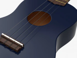 Ukulele Soprano Guitar Blue With Stand 3D Model