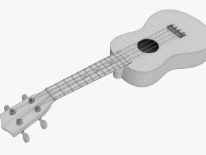 Ukulele Soprano Guitar Blue With Stand 3D Model
