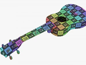 Ukulele Soprano Guitar Blue With Stand 3D Model