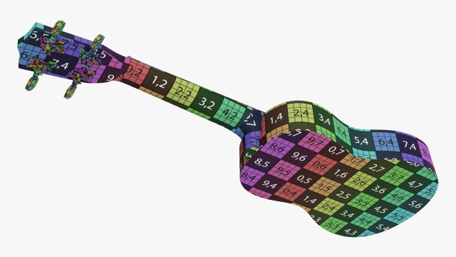 Ukulele Soprano Guitar Blue With Stand 3D Model in Gitar 3DExport