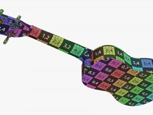 Ukulele Soprano Guitar Blue With Stand 3D Model