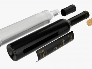 Wine Bottle Mockup 17 Paper Box 3D Model