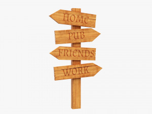 Wooden Signboards 02v2 3D Model