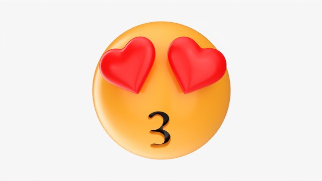 Emoji 001 Kissing With Heart Shaped Eyes 3D Model .c4d .max .obj .3ds .fbx .stl .blend 