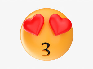 Emoji 001 Kissing With Heart Shaped Eyes Modelo 3D