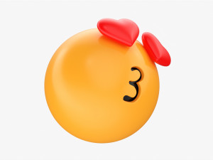 Emoji 001 Kissing With Heart Shaped Eyes 3D Model