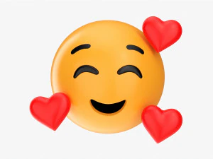Emoji 005 Sorridente con tre cuori Modello 3D