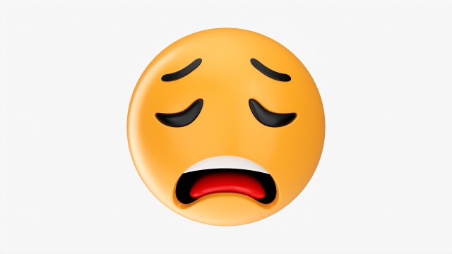 Emoji 007 Weary 3D Модель .c4d .max .obj .3ds .fbx .stl .blend 