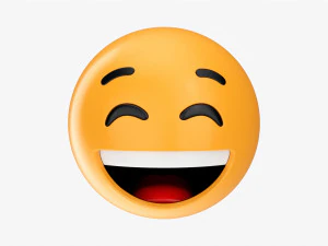 Emoji 011 눈을 감고 하얀 미소 3D 모델