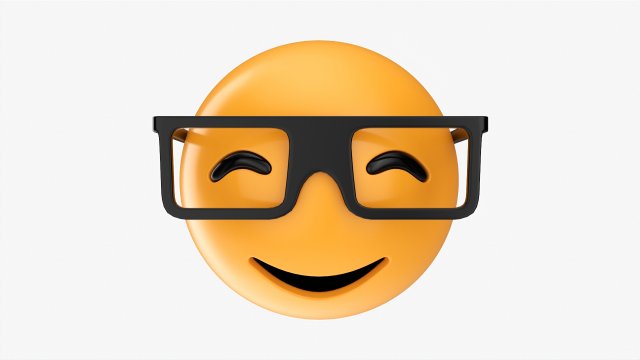 Emoji 015 Smiling With Glasses 3D 模型 .c4d .max .obj .3ds .fbx .stl .blend 