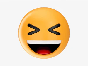 눈을 감고 웃는 이모티콘 018 흰색 3D 모델