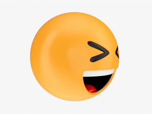 Emoji 018 White Smiling With Tightly Closed Eyes 3D Model