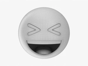Emoji 018 White Smiling With Tightly Closed Eyes 3D Model