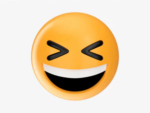 눈을 꼭 감고 웃는 이모티콘 019 흰색 3D 모델