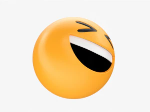 Emoji 019 Blanc Souriant Avec Les Yeux Bien Ferm&eacute;s Modèle 3D