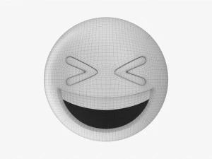 Emoji 019 Blanc Souriant Avec Les Yeux Bien Ferm&eacute;s Modèle 3D