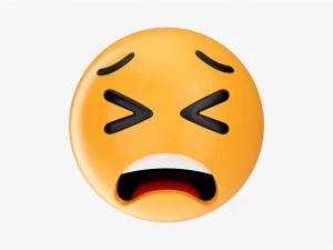 눈을 꼭 감고 지친 이모티콘 020 3D 모델