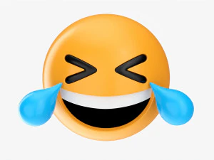Emoji 021 흰색 눈물을 흘리며 웃고 있습니다. 3D 모델